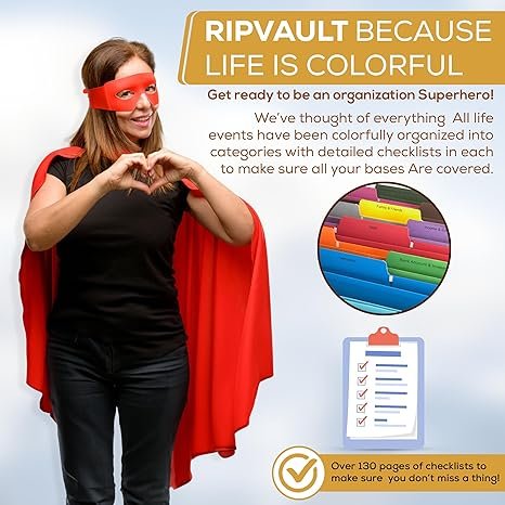 Ripvault™ Home Office Organization System - Fireproof Storage Box for Important Documents - Estate Planning Tool with Pre-Labeled File Organizer Folders | All-in-one Solution - Rated Up to 1200°F - Image 3