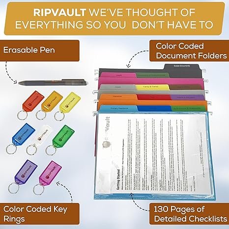 Ripvault™ Home Office Organization System - Fireproof Storage Box for Important Documents - Estate Planning Tool with Pre-Labeled File Organizer Folders | All-in-one Solution - Rated Up to 1200°F - Image 8